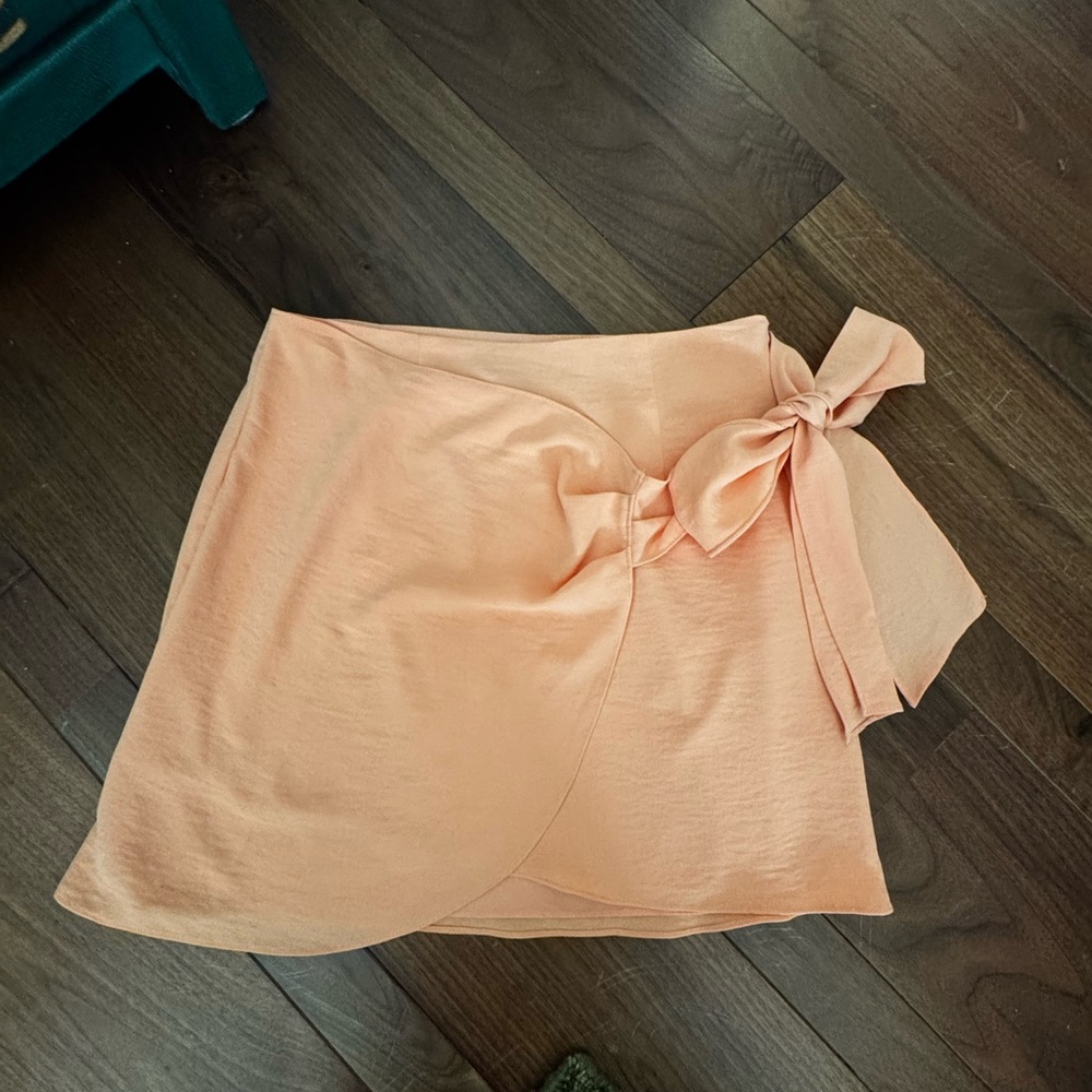 Tie-Waist Peach Mini Skirt